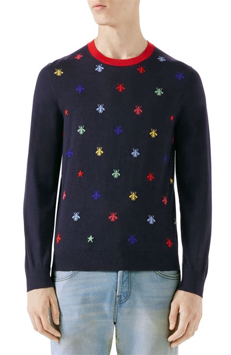 80s gucci sweater|Gucci bee embroidered sweater.